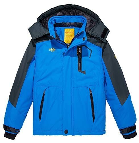 Wantdo Boy's Hooded Ski Fleece Jacket Windproof Raincoats Windbreaker Blue 8 Ski Wantdo 