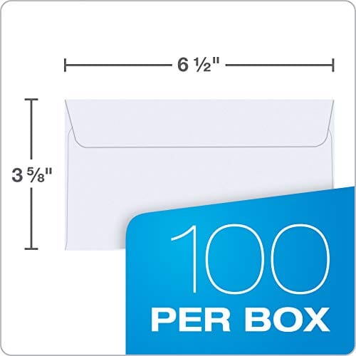 Quality Park #6 3/4 Self-Seal Security Envelopes, Security Tint and Pattern, Redi-Strip Closure, 24-lb White Wove, 3-5/8 x 6-1/2, 100/Box (QUA10417) (Pack of 1) Office Product Quality Park 