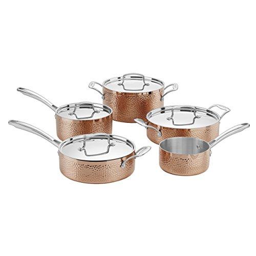 Cuisinart HCTP-9 Hammered Collection Cookware Set, Medium, Copper Kitchen & Dining Cuisinart 