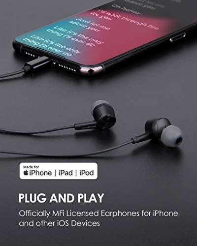 PALOVUE Lightning Headphones Earphones Earbuds Compatible iPhone 11 Pro Max iPhone X XS Max XR iPhone 8 Plus iPhone 7 Plus MFi Certified with Microphone Controller SweetFlow (Black) Electronics PALOVUE 