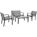 JUMMICO 4 Pieces Patio Furniture Set Modern Conversation Set Outdoor Garden Patio Bistro Set with Glass Coffee Table for Home, Porch, Lawn (Grey) Lawn & Patio JUMMICO 