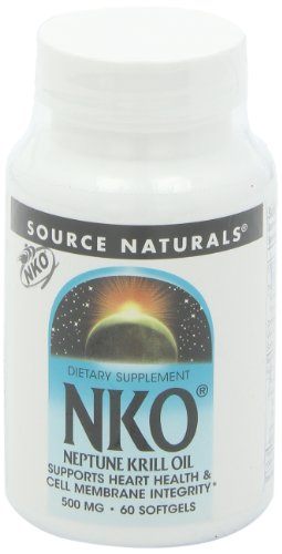 Source Naturals NKO Neptune Krill Oil 1000mg per Serving, Supports Heart Health and Cell Membrane Integrity, 60 500mg Softgels Supplement Source Naturals 