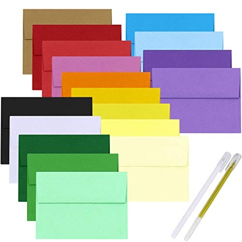 90 Pack 18 Colors A7 Invitation Envelopes Peel & Seal Self Seal 5 1/4 x 7 1/4 Envelopes Greeting Cards Envelopes Photos Announcements Envelopes White Ivory Red Green Kraft Yellow Pink Blue Envelopes Office Product Windiy 
