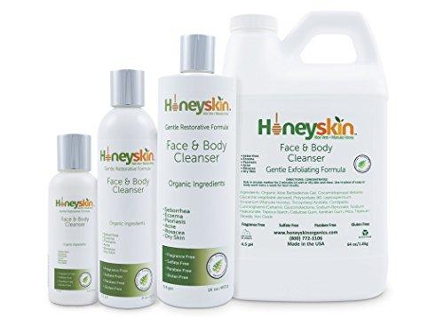 Gentle Moisturizing Organic Face & Body Wash (4 oz) Manuka Honey, Eczema, Psoriasis, Acne, Rosacea, Aloe Vera, Botanicals, No Parabens, No Sulfates, No Fragrance, Non-Allergenic by Honeyskin Skin Care Honeyskin Organics 
