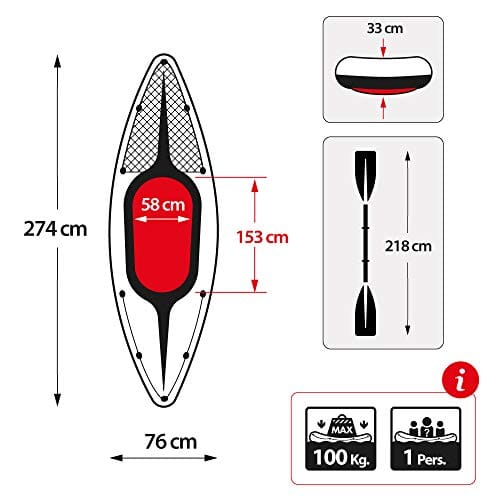 Intex Challenger K1 Kayak, 1-Person Inflatable Kayak Set with Aluminum Oars and High Output Air Pump Outdoors Intex 
