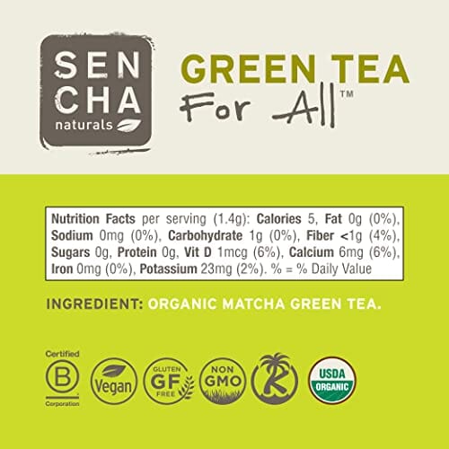 Sencha Naturals Organic Premium Matcha Powder | Authentic Japanese Origin - Premium First and Second Harvest Premium Grade, 1 oz Tin (Pack of 1) Grocery Sencha Naturals 