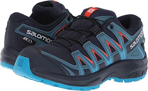 Salomon XA PRO 3D CSWP J Trail Running Shoe, Navy Blazer/Mallard Blue/Hawaiian surf, 1 Child US Women's Trail Shoes Salomon 