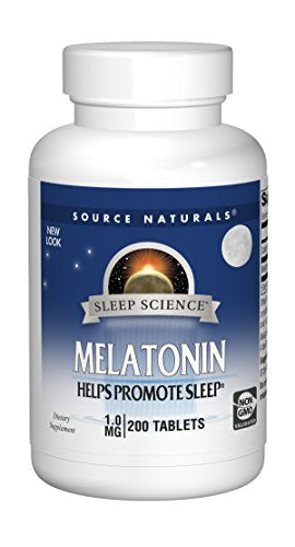 Source Naturals Sleep Science Melatonin 1mg Promotes Restful Sleep and Relaxation - Supports Natural Sleep/Wake Patterns and Rhythms - 200 Tablets Supplement Source Naturals 