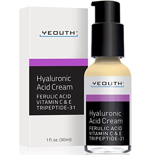 Hyaluronic Acid Cream Face Moisturizer for Dry Skin, Anti Aging Face Cream, Anti Wrinkle, Pore Minimizer, Even Skin Tone with Vitamin C, Vitamin E, Ferulic Acid, Tripeptide 31 - YEOUTH Guaranteed Skin Care Yeouth 
