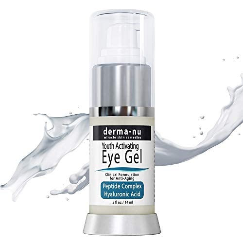 Eye Gel Anti-Aging Cream - Treatment for dark Circles, Puffiness, Wrinkles and Fine Lines - Hyaluronic Acid Formula Infused Serum with Aloe Vera & Jojoba for Ageless Smooth Skin - .5 oz Skin Care Derma-nu Miracle Skin Remedies 