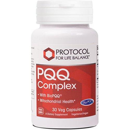 Protocol For Life Balance - PQQ Complex - with BioPQQ® for Mitochondrial Health and Natural Energy Production with Free Radical Protection- 30 Veg Capsules Supplement Protocol For Life Balance 