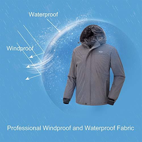 Wantdo Men's Mountain Ski Jacket Waterproof Rain Coat with Hood Wind Resistant Winter Short Parka Anorak Casual Wear(Grey, Large) Ski Wantdo 