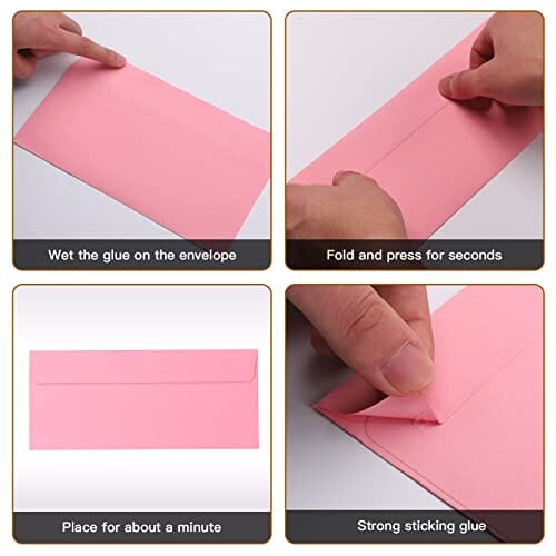 Zthdjdl 100 Pack Pink Square Envelopes, Printable Business Envelopes for Corporate Letters, Legal Documents, Checks, Letterhead and Invoices(4 1/8 x 9 1/2 in) (pink) Office Product Zthdjdl 
