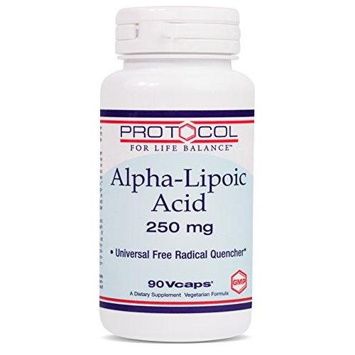 Protocol For Life Balance - Alpha-Lipoic Acid 250 mg - Universal Free Radical Quencher, Helps Support Nervous System, Provides Cellular Energy, & Reduces Oxidative Stress - 90 Vcaps Supplement Protocol For Life Balance 