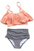 Cupshe Fashion Women Falbala High-waisted Bikini Set (M), Pink Orange Women's Swimwear CUPSHE 