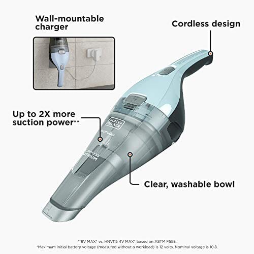 beyond by BLACK+DECKER Cordless dustbuster® - Handheld Vacuum Cleaner - Cordless, Icy Blue - Mini Vacuum Cleaner (Model Number: HNVC215B12AEV) Outdoors beyond 