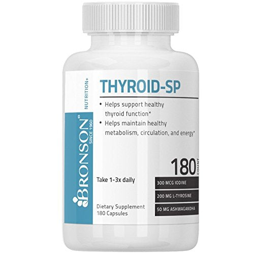 Bronson Thyroid Support Complex With Iodine, 180 Capsules Supplement Bronson Vitamins 