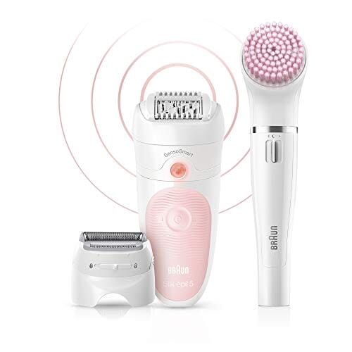 Braun Epilator, Hair Removal for Women, SE5-895, Includes Shaver and Facial Cleansing Exfoliator Brush Attachments, Waterproof, Cordless and Rechargeable Beauty Braun 