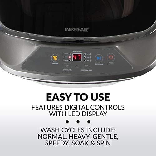 Farberware Professional FCW10BSCWHA 1.0 Cu. Ft. Portable Clothes Washer with 7-lb Load Capacity, Silver & Chrome Kitchen Farberware 