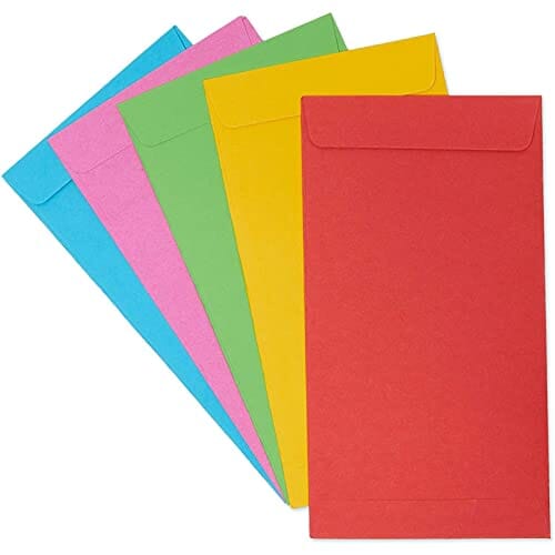 100 Pack Colorful Money Envelopes for Cash, Payroll, Money Saving, Coins, Currency, 100GSM (4 x 7 In) Office Product Okuna Outpost 