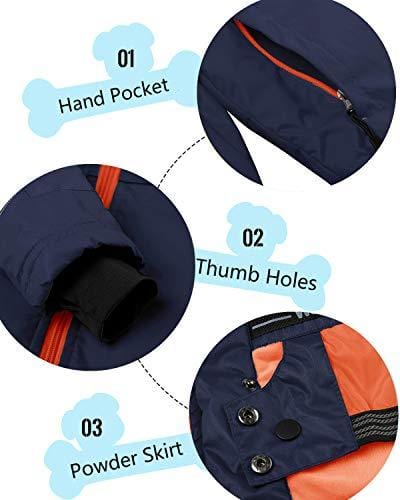 Wantdo Boy's Hooded Rain Jacket Fleece Lined Windcheater Outdoors Rain Gear(Dark Blue, 8) Ski Wantdo 
