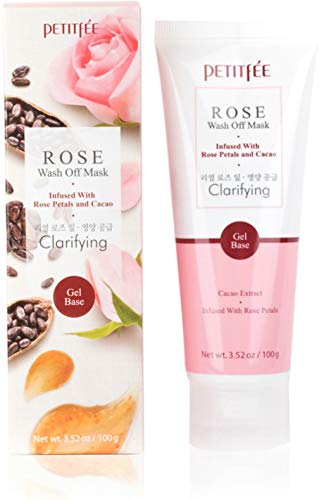 Petitfee Rose Wash Off Mask with Antioxidants, Vitamins, and Rose Extracts that Boosts Collagen Production - Can Reduce the Appearance of Dark Spots to Maintain Youthful Skin, 3.52 oz Skin Care Petitfee 