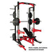 Lifeline Commercial Half Rack - 10 Olympic Plate Storage Horns, 4 Vertical Barbell Storage Tubes, Resistance Band Hooks, Multi-Grip Pull-Up Bar (Dip Station & Weights not Included), Black/Red (LLCHR) Sports Lifeline 