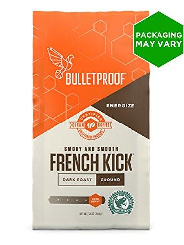 Bulletproof Coffee French Kick - Premium Gourmet Dark Roast Organic Beans, Certified Clean Coffee, Upgraded Ground (12 Ounces) Coffee Bulletproof 