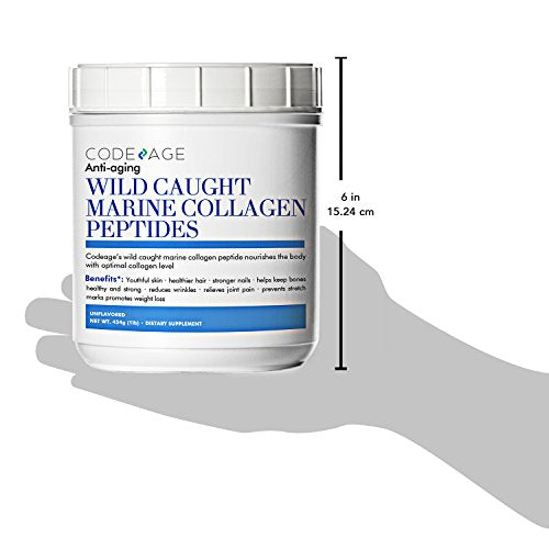 Premium Anti-Aging Marine Collagen Powder 16oz - 100% Wild-Caught Hydrolyzed Fish Collagen Peptides - Type 1 & 3 Collagen Protein Supplement - Paleo Friendly, Non-GMO, Gluten Free Supplement Code Age 