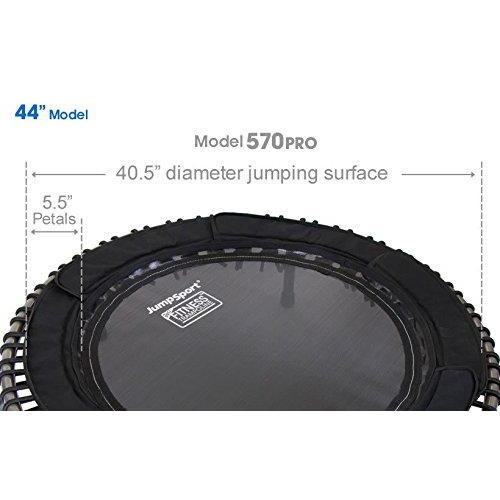 JumpSport 570 PRO | Fitness Trampoline | Professionals Choice | Extra Large Surface for More Freedom | No-Tip Arched Legs | Top Rated for Quality, Safety & Durability | 4 Music Workout Vids Incl. Fitness Trampoline JumpSport 