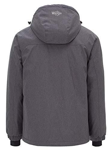 Wantdo Men's Mountain Ski Jacket Waterproof Rain Coat with Hood Wind Resistant Winter Short Parka Anorak Casual Wear(Grey, Large) Ski Wantdo 