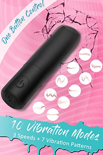 Bullet Vibrator with Angled Tip for Precision Clitoral Stimulation, Discreet Rechargeable Lipstick Vibe with 10 Vibration Modes Waterproof Nipple G-spot Stimulator Sex Toys for Women Skin Care Secret Lover 