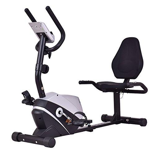 Goplus Magnet Recumbent Bike Exercise Bike Stationary Bicycle Cardio Workout Fitness Bicycle Equipment Sport & Recreation Goplus 