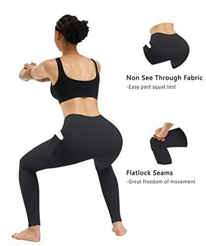 Fengbay High Waist Yoga Pants, Pocket Yoga Pants Tummy control Workout  Running 4 Way Stretch Yoga Leggings Black 