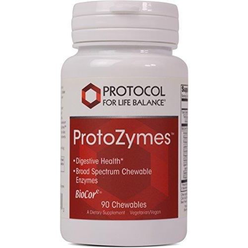 Protocol For Life Balance - ProtoZymes™ - Supports Digestive Health, Breakdown of Proteins, Carbohydrates, Fats, & More in Chewable Supplement - Natural Berry Flavor - 90 Chewables Supplement Protocol For Life Balance 