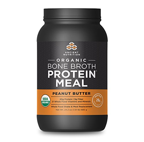 Ancient Nutrition Organic Bone Broth Protein Meal, Peanut Butter Flavor, 15 Serving Size - Organic, Gut-Friendly, Paleo-Friendly, Protein Meal Replacement Supplement Ancient Nutrition 