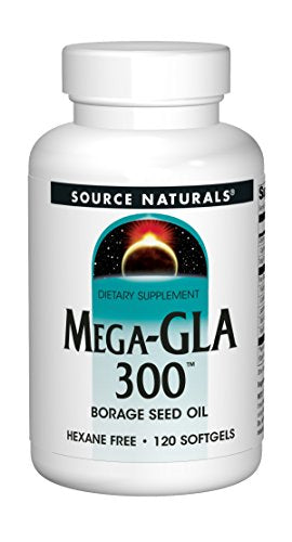 Source Naturals Mega-GLA 300 - 100% Pure, Cold Pressed Borage Seed Oil, Fatty Acid - 120 Softgels Supplement Source Naturals 