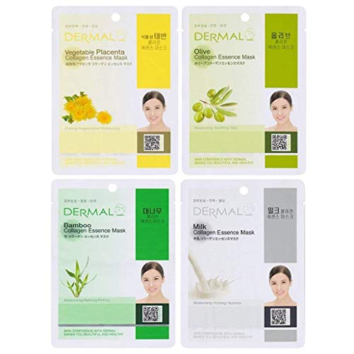 DERMAL 16 Combo Pack B Collagen Essence Full Face Facial Mask Sheet - The Ultimate Supreme Collection for Every Skin Condition Day to Day Skin Concerns. Nature Made Freshly Packed Korean Face Mask Skin Care DERMAL 