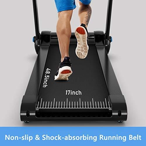 GYMAX Folding Treadmill, Electric Motorized Running Walking Machine with Bluetooth Speaker, Heart Rate Sensor & LED Touch Display, 2.25HP Silent Treadmill for Home/Gym (Black) Sports GYMAX 