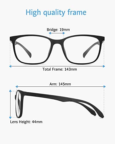 ANRRI Blue Light Blocking Glasses for Computer Use, Anti Eyestrain Lens Lightweight Frame Eyeglasses, Black, Men/Women Apparel ANRRI 