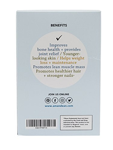 Collagen Peptides Packets | Box of 30 Individual Stick Packs | Grass Fed Hydrolyzed Collagen Protein Powder | Unflavored, Easy to Mix | Paleo & Keto Friendly | Promotes Healthy Joints, Gut, Skin, Hair Supplement AMANDEAN 