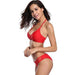 SHEKINI Womens Bikini Padded Cutout Strappy Halter Swimsuits Two Piece Bathing Suits (Medium/(US 8-10), Rose red) Women's Swimwear SHEKINI 