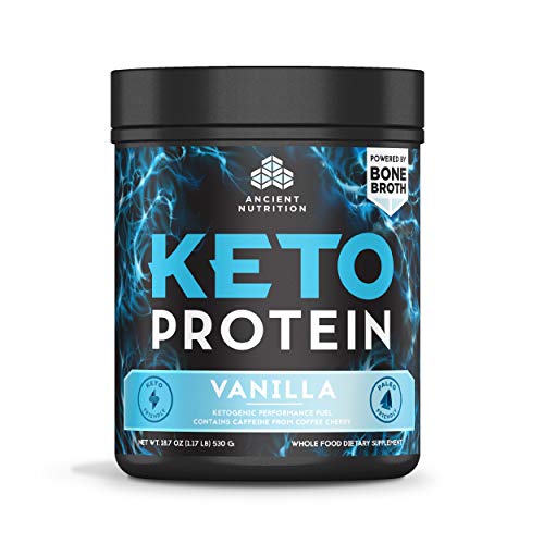 Ancient Nutrition KetoPROTEIN Powder, Keto Diet Supplement, High Quality Low Carb Proteins and Fats from Bone Broth and MCT Oil, Vanilla, 17 Servings, 18.7 oz Supplement Ancient Nutrition 