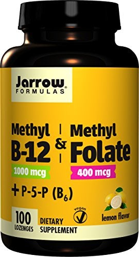 Jarrow Formulas Methyl B-12/Methyl Folate and Pyridoxal-5-phosphate (P-5-P) Lozenges, Supports Brain Health, 100 Count Supplement Jarrow 