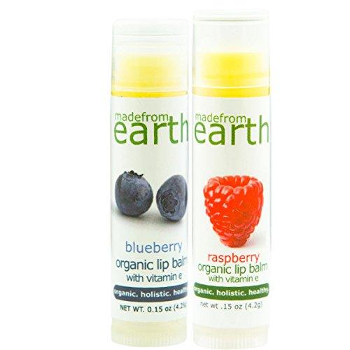 Organic Berry Lip Balm 2 Pack - Blueberry & Raspberry Skin Care Made from Earth 