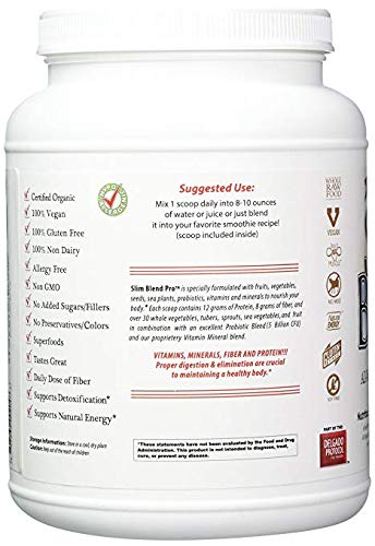 Slim Blend PRO - 840 grams of Vegan Protein Powder, 32+ Organic Superfoods, Plant Based, Non-GMO, Gluten Free, Dairy Free, Cholesterol Free, Soy Free, Whey Free, Nutritional Shake Supplement The Delgado Protocol for Health 