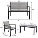 JUMMICO 4 Pieces Patio Furniture Set Modern Conversation Set Outdoor Garden Patio Bistro Set with Glass Coffee Table for Home, Porch, Lawn (Grey) Lawn & Patio JUMMICO 