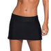 REKITA Women Swim Skirt Solid Color Waistband Skort Bikini Bottom,Large,Black Women's Swimwear REKITA 
