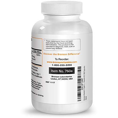 Bronson Vitamin K Triple Play (Vitamin K2 MK7 / Vitamin K2 MK4 / Vitamin K1) 180 Capsules Supplement Bronson 