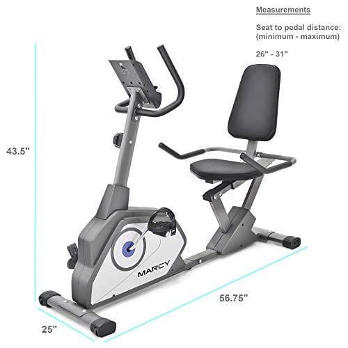 Marcy Magnetic Recumbent Exercise Bike with 8 Resistance Levels NS-40502R,Grey Sports Marcy 